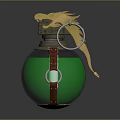 Military Hand Grenade With Green Body Yellow Top Red Details And Metal Ring