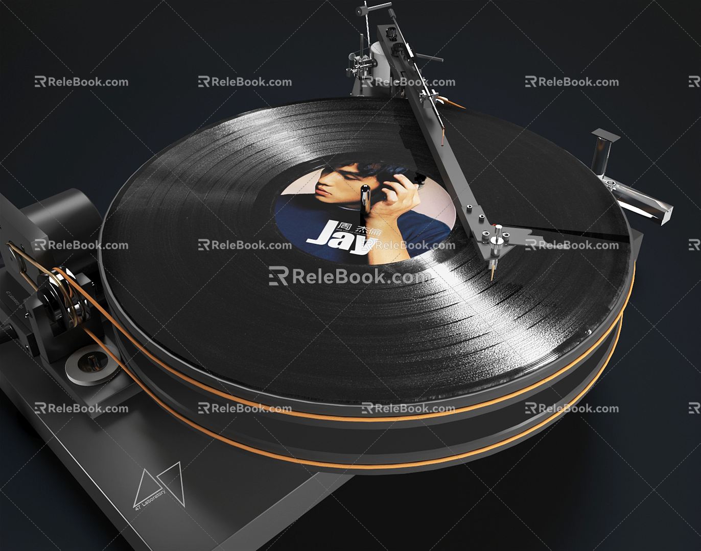 Modern record player vinyl record 3d model