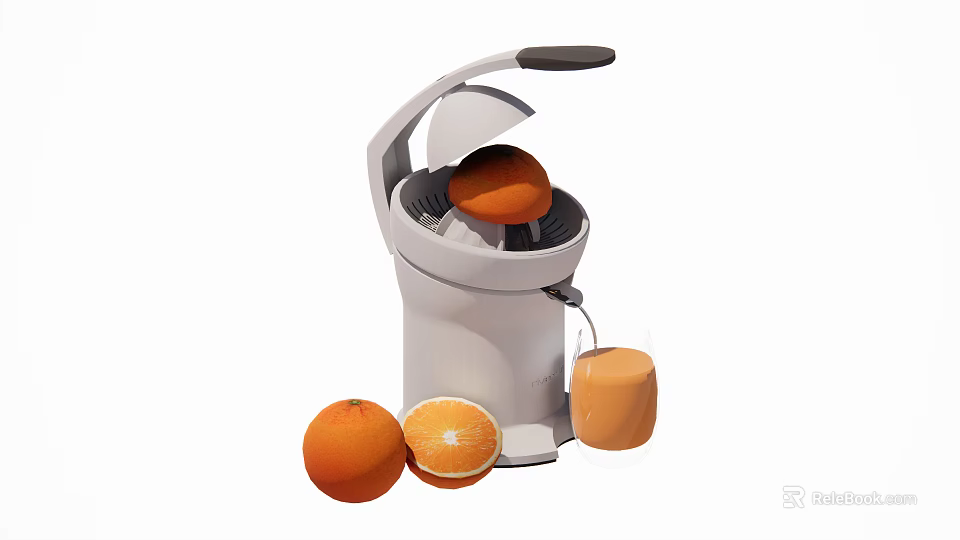 Electric Kitchen Juicer for Fresh Orange Juice with Whole Sliced Oranges 3d model 