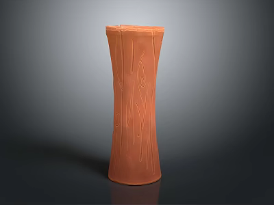 Wooden Stone Tall Decorative Vase With Natural Wood Grain Texture Design 3d model