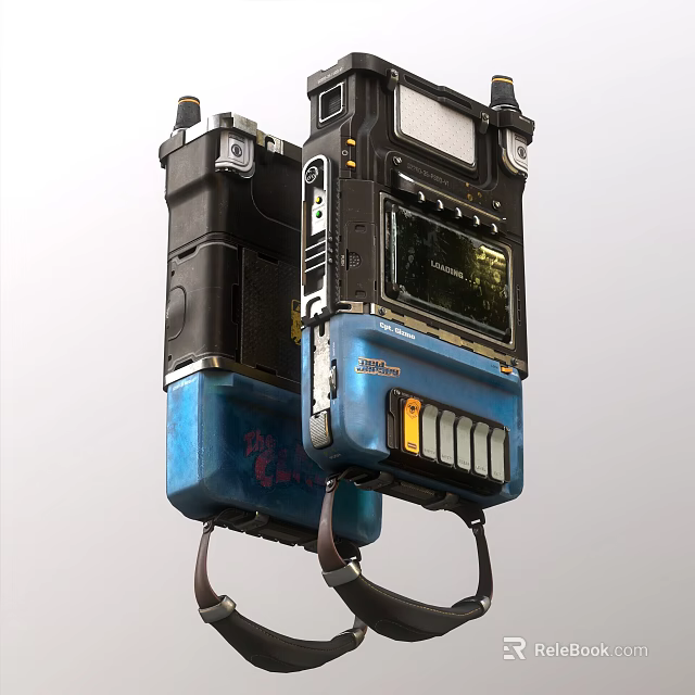 Car Mounted Electronic Device With Digital Screen And Blue Black Casing 3d model 