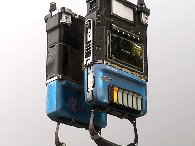 Car Mounted Electronic Device With Digital Screen And Blue Black Casing 3d model
