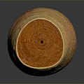 Animal Pattern Woven Basket With Pink Accents And Natural Brown Weave Design