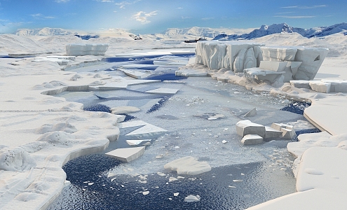 Realistic Glacier Arctic Scene Glacier Arctic Movie Animation Glacier Collapse Animation Floe Ice Antarctic Natural Landscape Glacier Animation 3d model