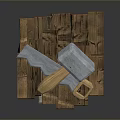 Wooden Stone Tool Stand With Hammer Axe And Chisel For Household Use