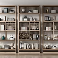 Elegant Traditional Chinese Wooden Display Shelves With Books Tea Sets And Decorative Items