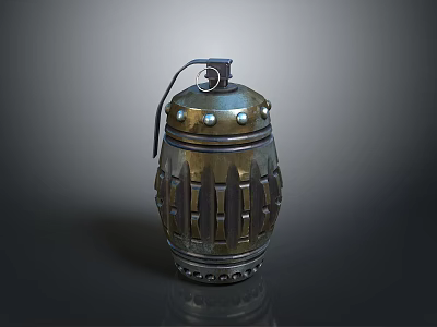 Vintage Military Hand Grenade With Metal Body Textured Surface And Pull Ring 3d model