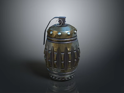 Vintage Military Hand Grenade With Metal Body Textured Surface And Pull Ring 3d model Vintage Military Hand Grenade With Metal Body Textured Surface And Pull Ring 3d model