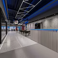 Modern Fitness Gym With Neon Sign Punching Bags Eagle Logo Large Windows And Workout Equipment