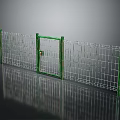 Metal Fence with Green Frame White Mesh Gate Secure Lock and Outdoor Design