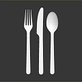 Modern Shiny Stainless Steel Cutlery Set Fork Knife Spoon On Black Surface