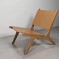 Modern Leisure Chair With Wooden Frame Brown Leather Upholstery And Minimalist Design