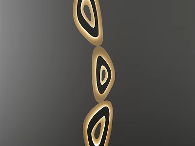 Modern Decorative Floor Lamp with Three Oval Shaped Gold Black Layers 3d model