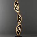 Modern Decorative Floor Lamp with Three Oval Shaped Gold Black Layers 3d model