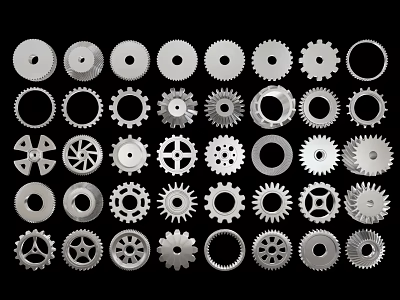 Industrial Equipment Precision Gears With Various Mechanical Designs Shapes And Components 3d model