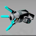 Futuristic Sci Fi Weapon With White Gray Cylindrical Body And Cyan Glowing Mechanical Parts