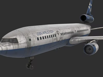 Weathered Blue And White Airliner With PERFECTION Lettering Engines And Landing Gear 3d model