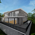 Sunlit Modern Detached Villa with Large Glass Windows Spacious Terrace and Greenery