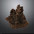 Dark Colored Irregular Shaped Mineral Crystal With Rough Surface And Layered Texture On Dark Background