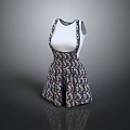 Fashionable Women's Spaghetti Strap Dress With Colorful Pattern And Flared Skirt Design