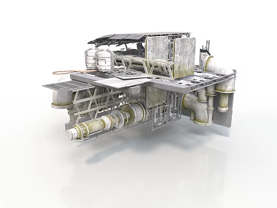 Complex Industrial Machinery Equipment With Metal Platform And Steel Pipes 3d model