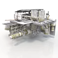 Complex Industrial Machinery Equipment With Metal Platform And Steel Pipes