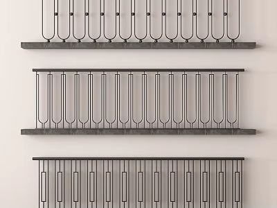 Modern Metal Railings With Various Vertical Bar Designs And Sleek Bases 3d model