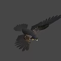 Game Movie Character Eagle with Spreading Black Wings Yellow Beak and Talons Standing Pose