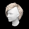 Game and Movie Character White Head With Blonde Short Messy Hairstyle On Black Background
