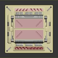 Modern Computer Hardware Component with Red Beige Panel and Gray Module on Square Base