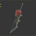 Red Accented Sharp Blade Weapon With Modern Design And Metallic Finish