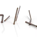 Rusty Metal Construction Tools With L Shaped And Straight Metal Bars For Building And Repair
