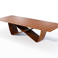 Modern Wooden Dining Table With Crossed Geometric Legs And Smooth Dark Brown Surface