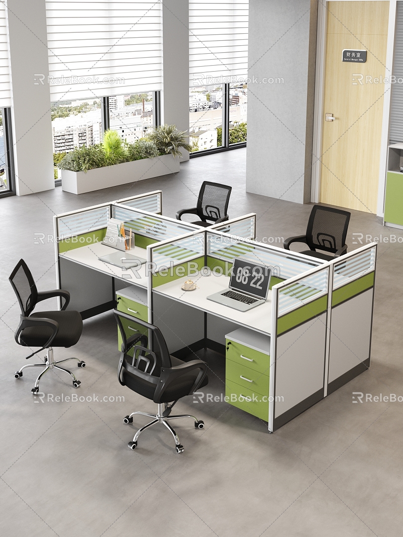 Office Office Desk and Chair Combination Office Screen Desk and Chair 3d model