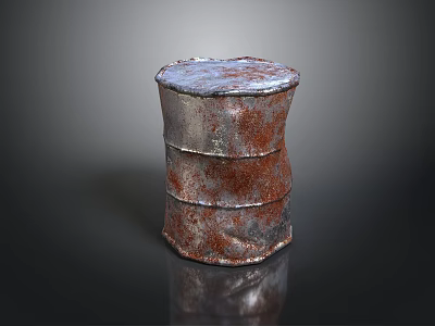 Rusty Metal Barrel With Weathered Surface And Cylindrical Shape 3d model