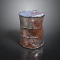Rusty Metal Barrel With Weathered Surface And Cylindrical Shape