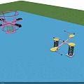 Colorful Outdoor Playground Equipment With Pink Rotary Structure And Yellow Spring Riders