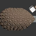 Modern Dome Shaped Building With Wooden Geometric Pattern Transparent Covering And Bed Inside