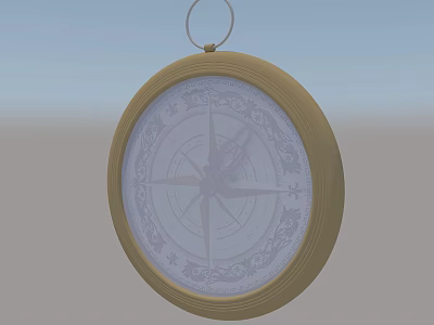 Decorative Ornament Set With Golden Frame Circular Design And Compass Patterns 3d model