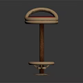 Red Velvet Seat Bar Stool With Golden Metal Frame Wooden Stem And Circular Footrest