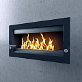 Modern Fireplace Interior Design With Bright Dancing Flames And Sleek Metal Finish
