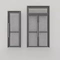 Modern Black Frame Double Doors With Glass Panels And Metal Handles