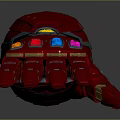 Red Mechanical Glove Featuring Detailed Vibrant Colorful Gemstones And Shiny Metallic Futuristic Design