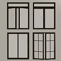 Modern Casement Windows Featuring Black Frames Various Glass Designs And Handles 3d model