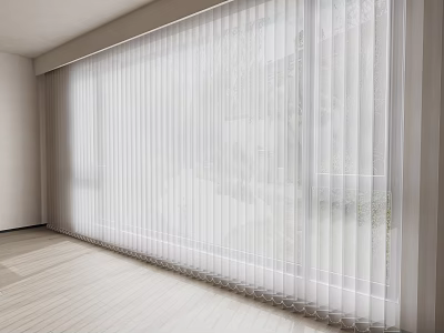 Bright Modern Interior Room With White Venetian Blinds Covering Large Window And Light Floor 3d model