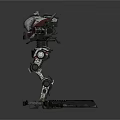 Futuristic Armored Humanoid Robot Mechanical Creature Featuring Detailed Limbs And Weapon Design