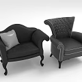 Stylish Black Armchairs With Gray Cushion Tufted Details And Stitched Accents