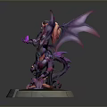 Dragon Sorceress Female Statue With Purple Red Wings And Small Dragon Details