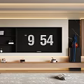 Modern TV Wall Design With Open Shelves Wooden Cabinets And Ambient Lighting