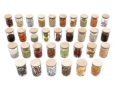 Clear Glass Spice Jars with Wooden Lids for Kitchen Seasoning Storage Organization 3d model